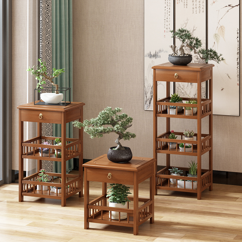 新中式非实木花架子客厅落地式花架阳台新款室内花盆架植物置物架