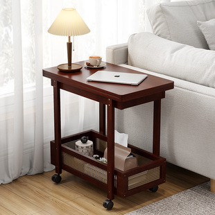 边几茶几可移动沙发边柜家用小户型折叠推车客厅置物架中古小桌子