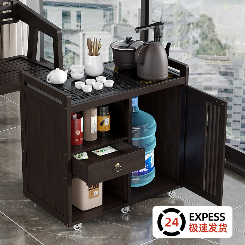 茶桌移动家用茶台烧水壶一体茶水柜带轮茶吧几茶盘边几小茶车整套
