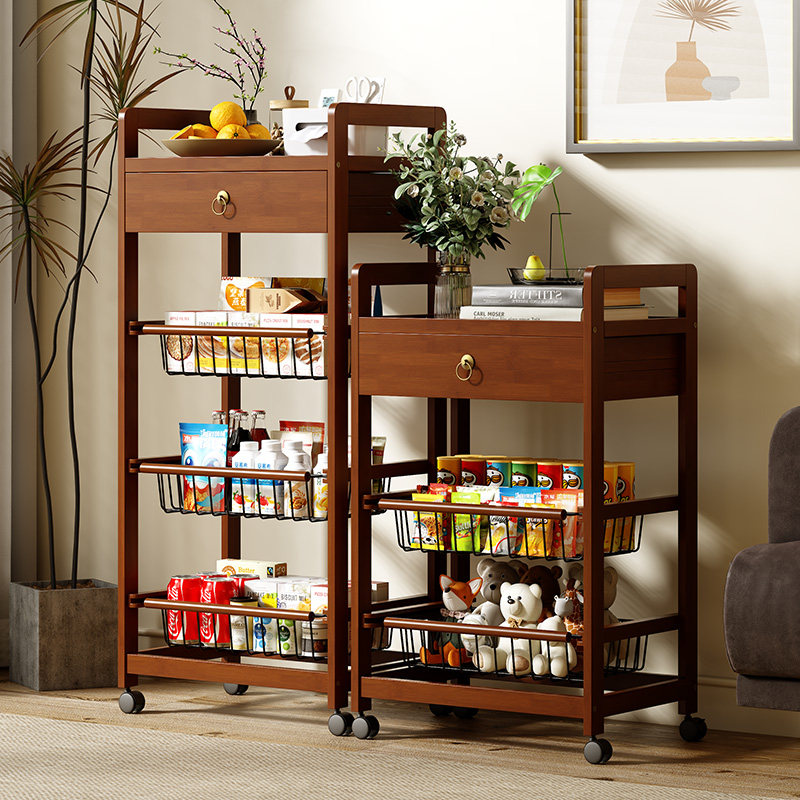 置物架多层可移动零食架家用小推车收纳架落地客厅整理架储物架子