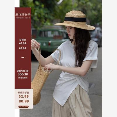 觅定白色短袖T恤女夏新款