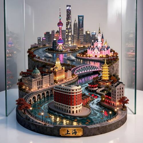 上海金属浮雕立体冰箱贴外滩陆家嘴夜景文旅旅游景区伴手礼装饰品
