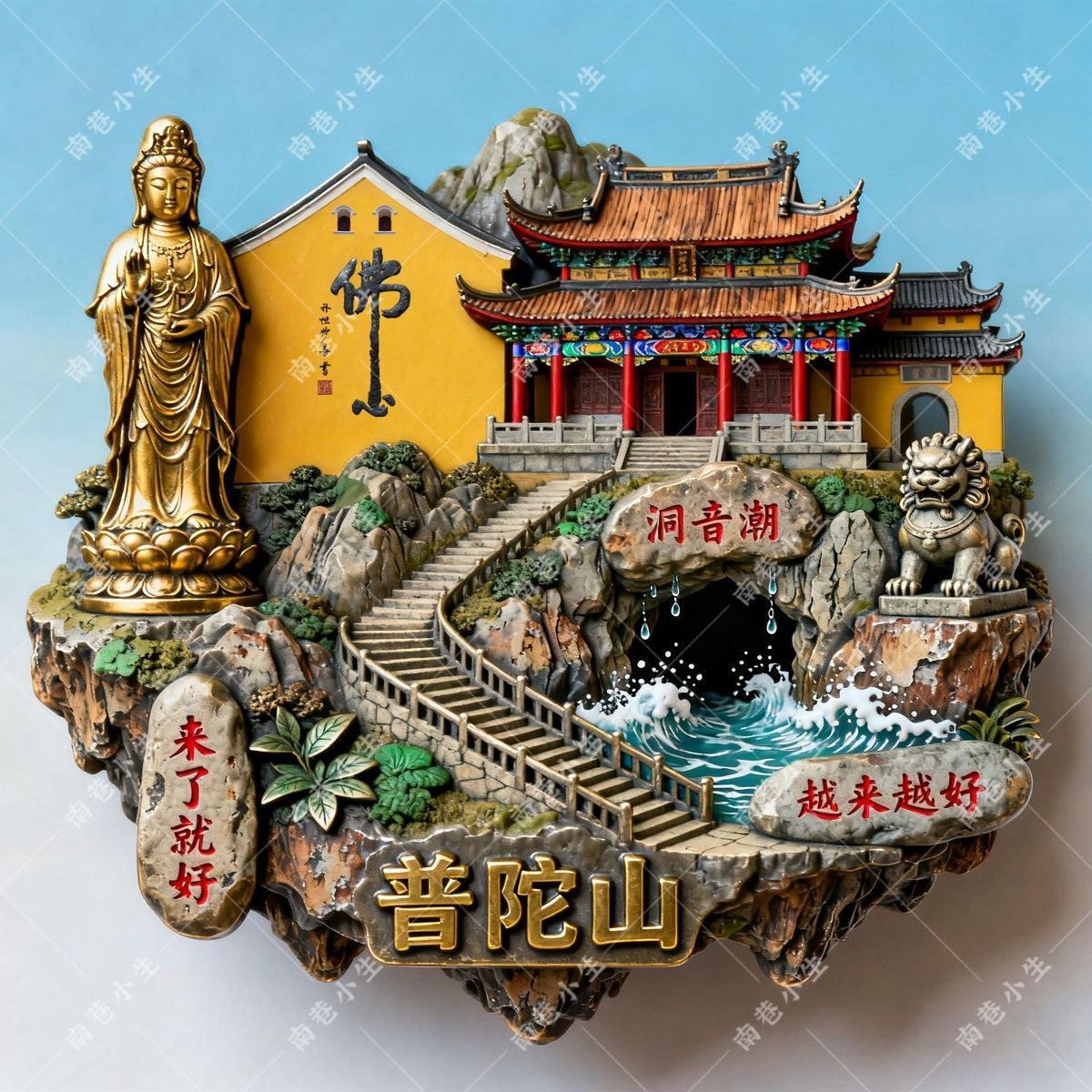 【普陀山】金属磁吸浮雕冰箱贴旅游景点纪念文创伴手礼装饰品门贴
