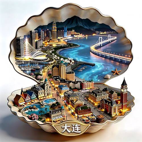 大连贝壳金属浮雕3d立体冰箱贴