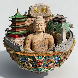 【大同】金属浮雕立体冰箱贴云冈石窟旅游景点景区文创创意伴手礼