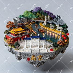 江苏南京十大景区金属磁吸冰箱贴旅游景点国潮纪念创意送朋友礼品