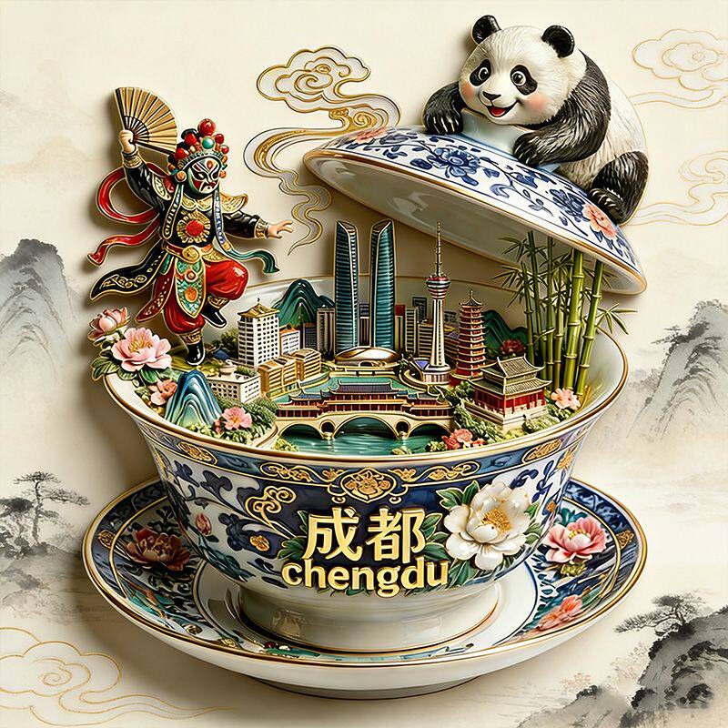 成都熊猫金属浮雕立体冰箱贴四川文旅文创伴手礼物旅游景区装饰品