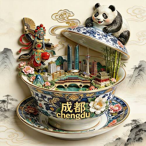 成都熊猫金属浮雕立体冰箱贴四川文旅文创伴手礼物旅游景区装饰品