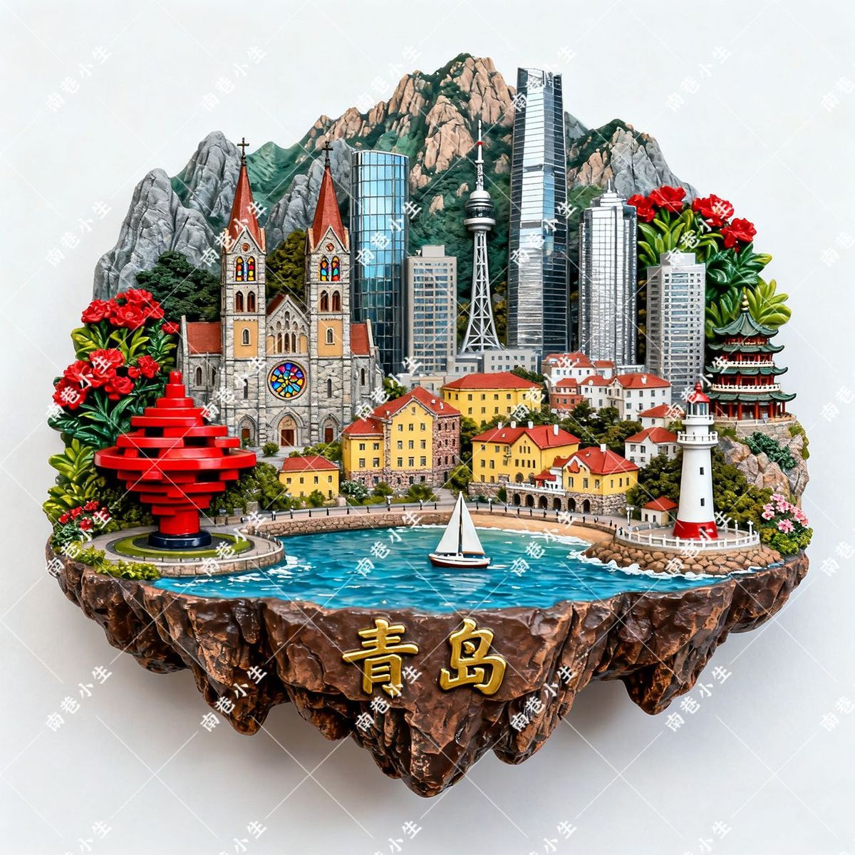 山东青岛金属立体磁吸冰箱贴旅游景点纪念品海滨伴手礼送朋友礼物