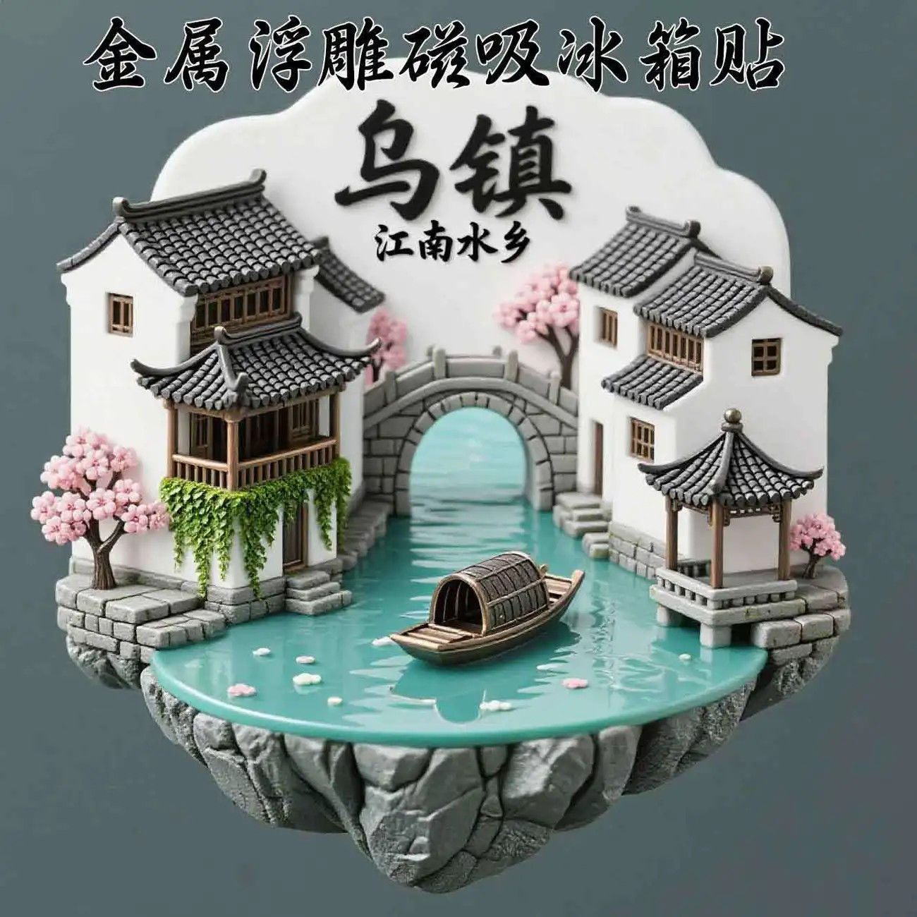 【乌镇】手工3d浮雕高级冰箱贴磁吸金属立体旅游建筑创意礼物