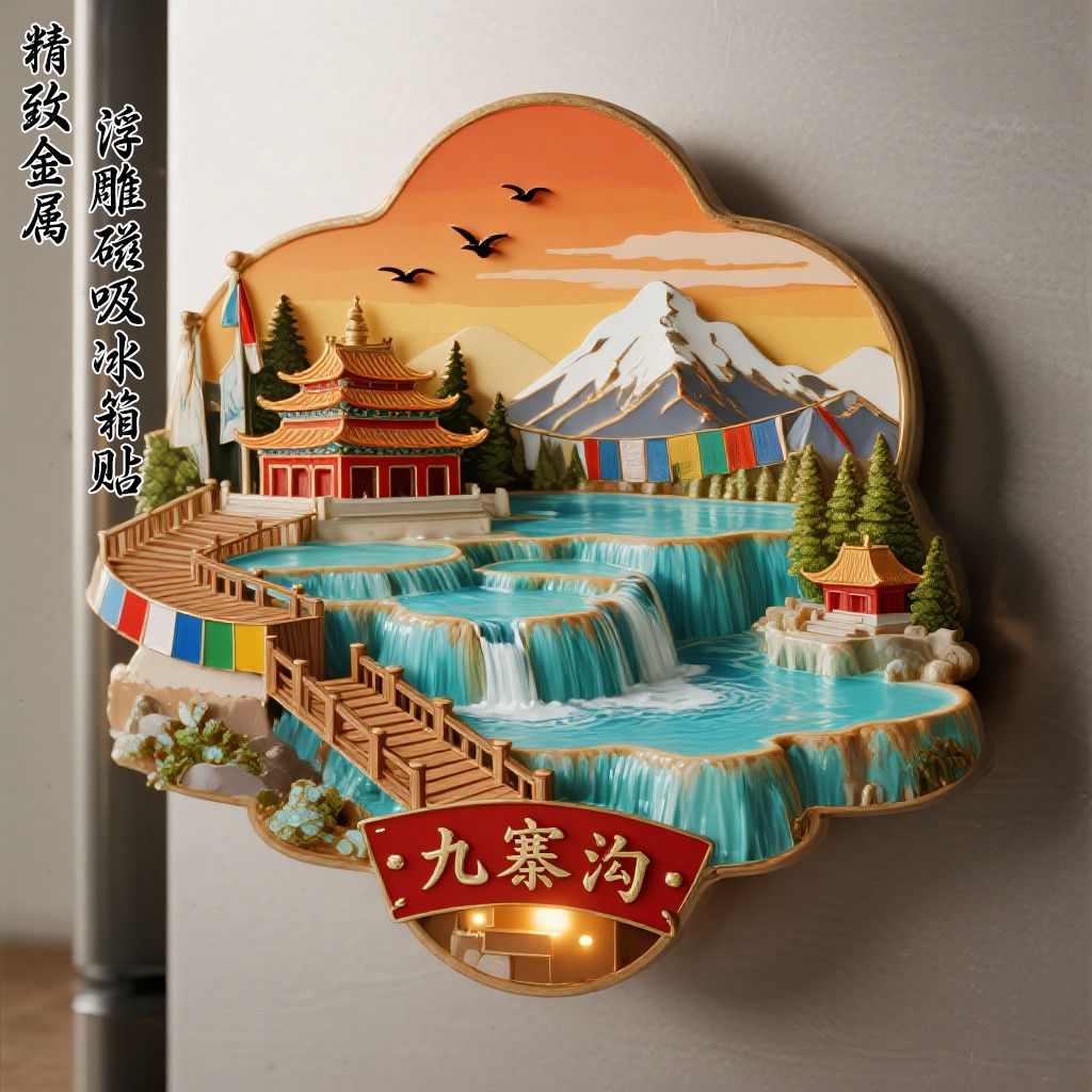 九寨沟风景冰箱贴金属磁吸旅游伴手景点礼品文创纪念品礼物国潮