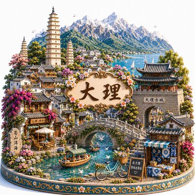 云南大理金属立体浮雕冰箱