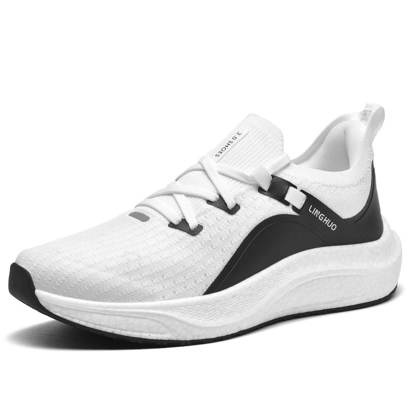 量货软底踩屎感爆米花健步鞋运动跑步鞋透气网面男鞋爆米花鞋底