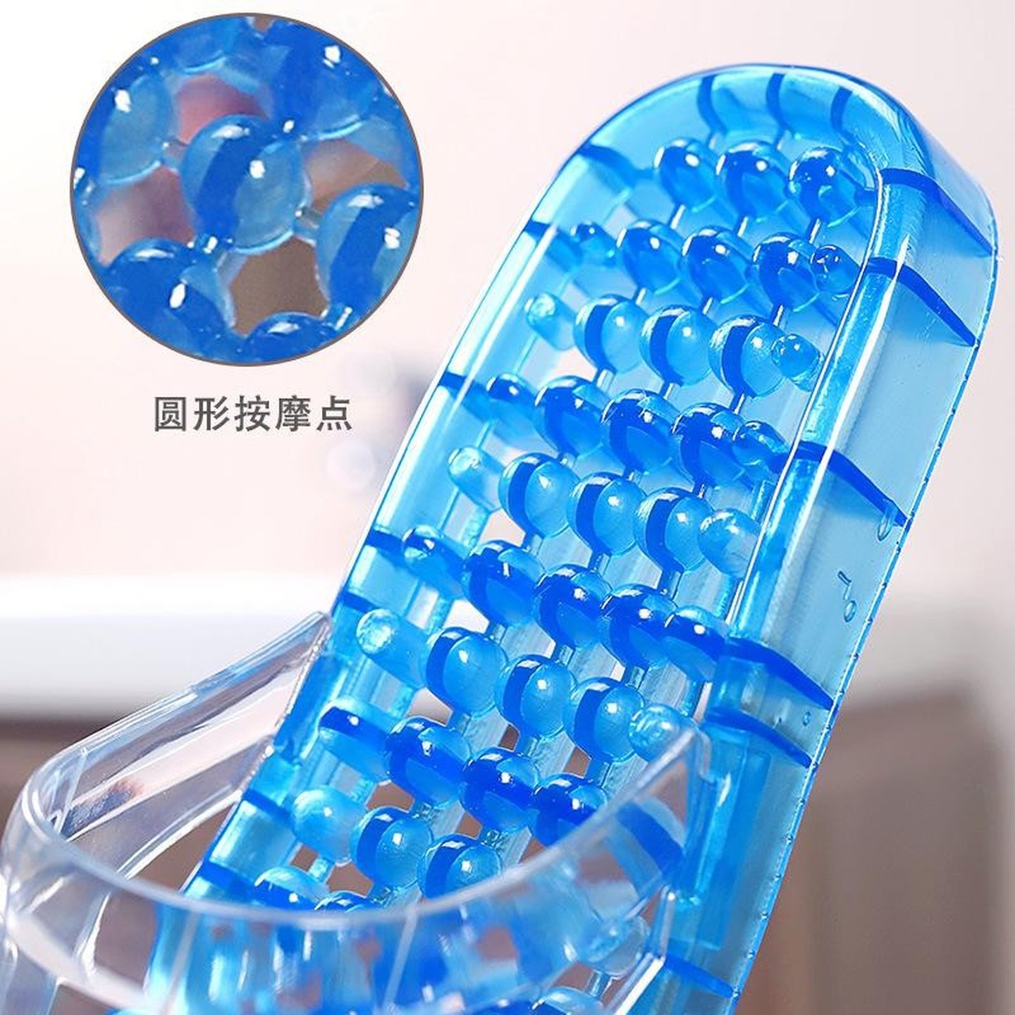 浴室硬底拖鞋漏水防滑夏季新款脚底足底穴位按摩器凉拖鞋水晶拖鞋