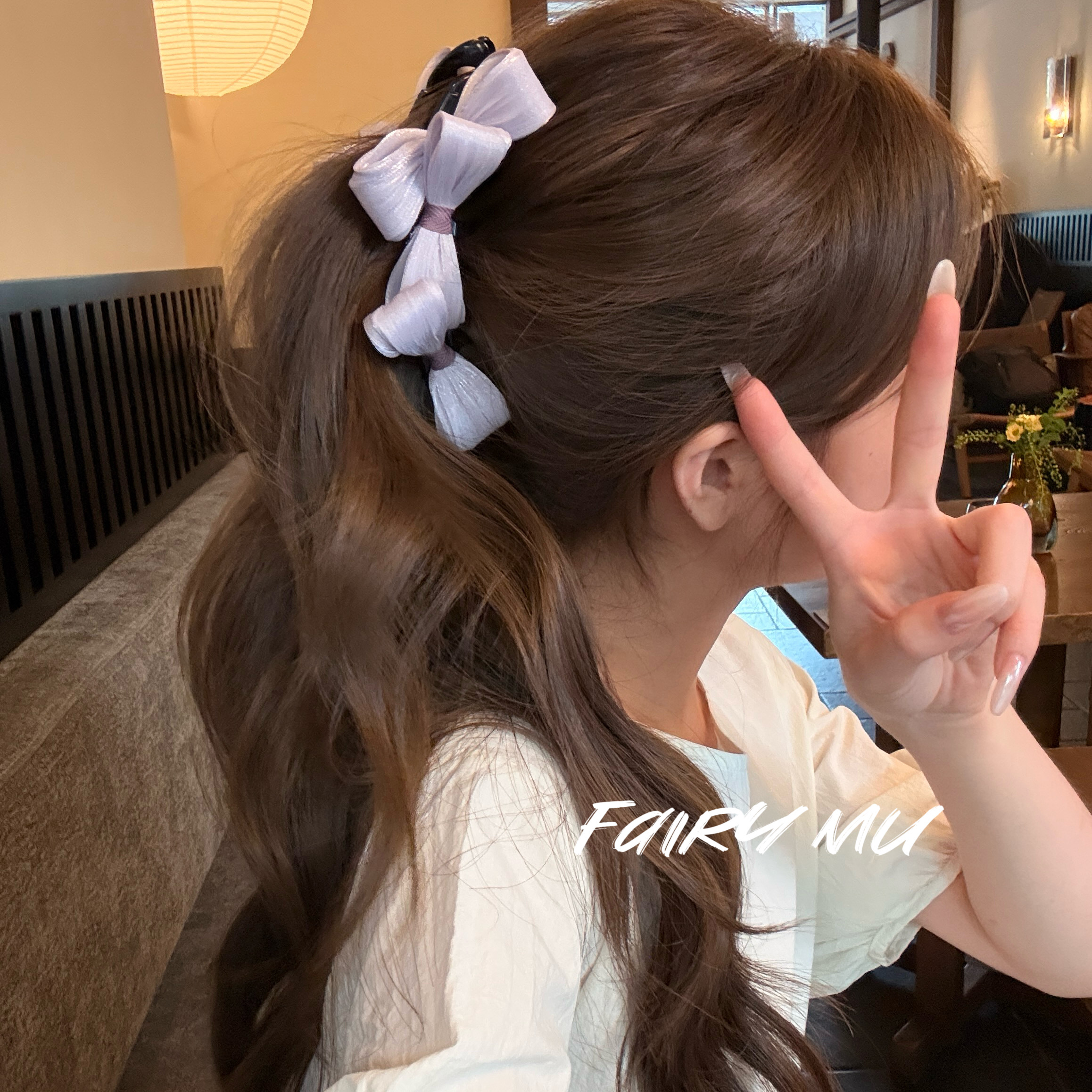 氧气少女海岛缎蝴蝶结13cm香蕉夹纯色蝴蝶结甜妹氛围感高颅顶显脸