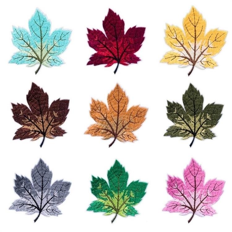 刺绣补丁贴高级自粘免缝时尚枫叶logo衣服装饰贴图案破洞修复贴花