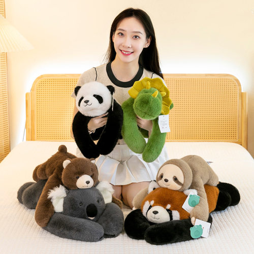 呆萌安抚背宝熊猫毛绒玩具女生办公树懒趴睡枕儿童恐龙考拉布娃娃