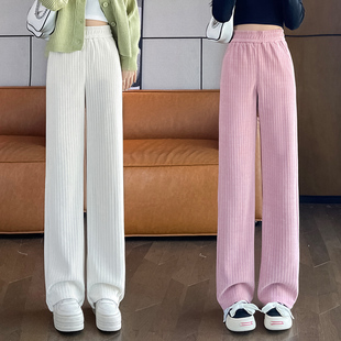 2023年韩版新款秋冬雪尼尔阔腿裤女垂感灯芯绒春秋休闲窄版直筒裤