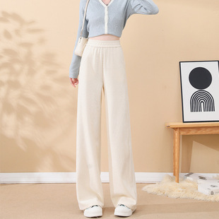 女秋冬高腰加绒休闲裤 2025秋冬新款 阔腿裤 显瘦LULU神裤 雪尼尔窄版
