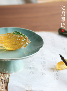 小摆件文房清供水果金鱼茶宠装饰