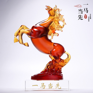 琉璃马摆件马到成功工艺品家居玄关客厅书房办公室装饰品公司开业