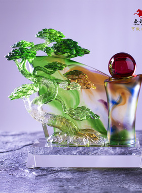 琉璃常青树工艺品基业中国特色礼品送老外招财手工摆件家居饰品