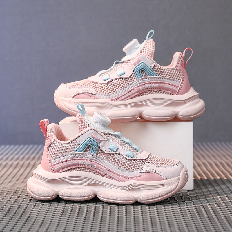 巴布豆女童运动鞋春夏季2025新款网面透气单网鞋软底儿童运动鞋子