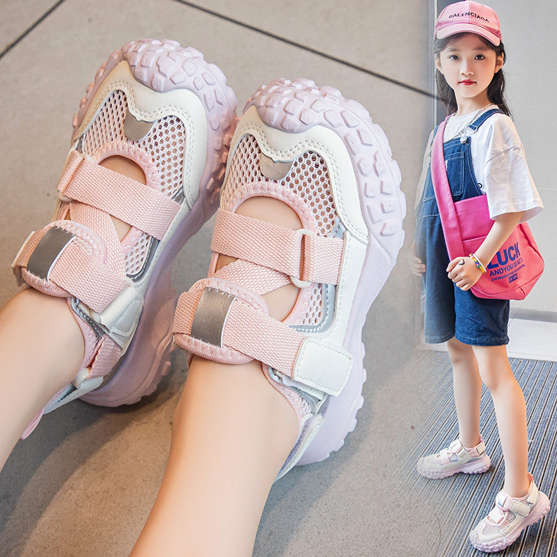 ABC ONE女童鞋子运动凉鞋2026夏季新款镂空框子鞋透气网面单网鞋