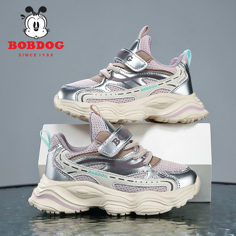 巴布豆女童春秋季网面透气老爹鞋