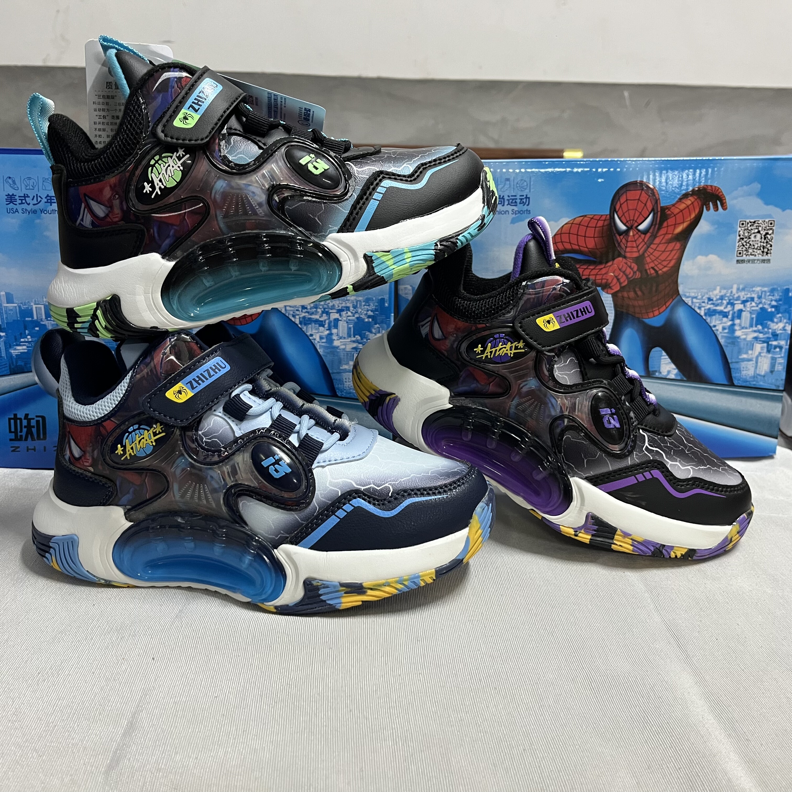 实体款秋冬新款蜘蛛侠童鞋男童防水皮面二棉鞋磨毛运动鞋防滑底