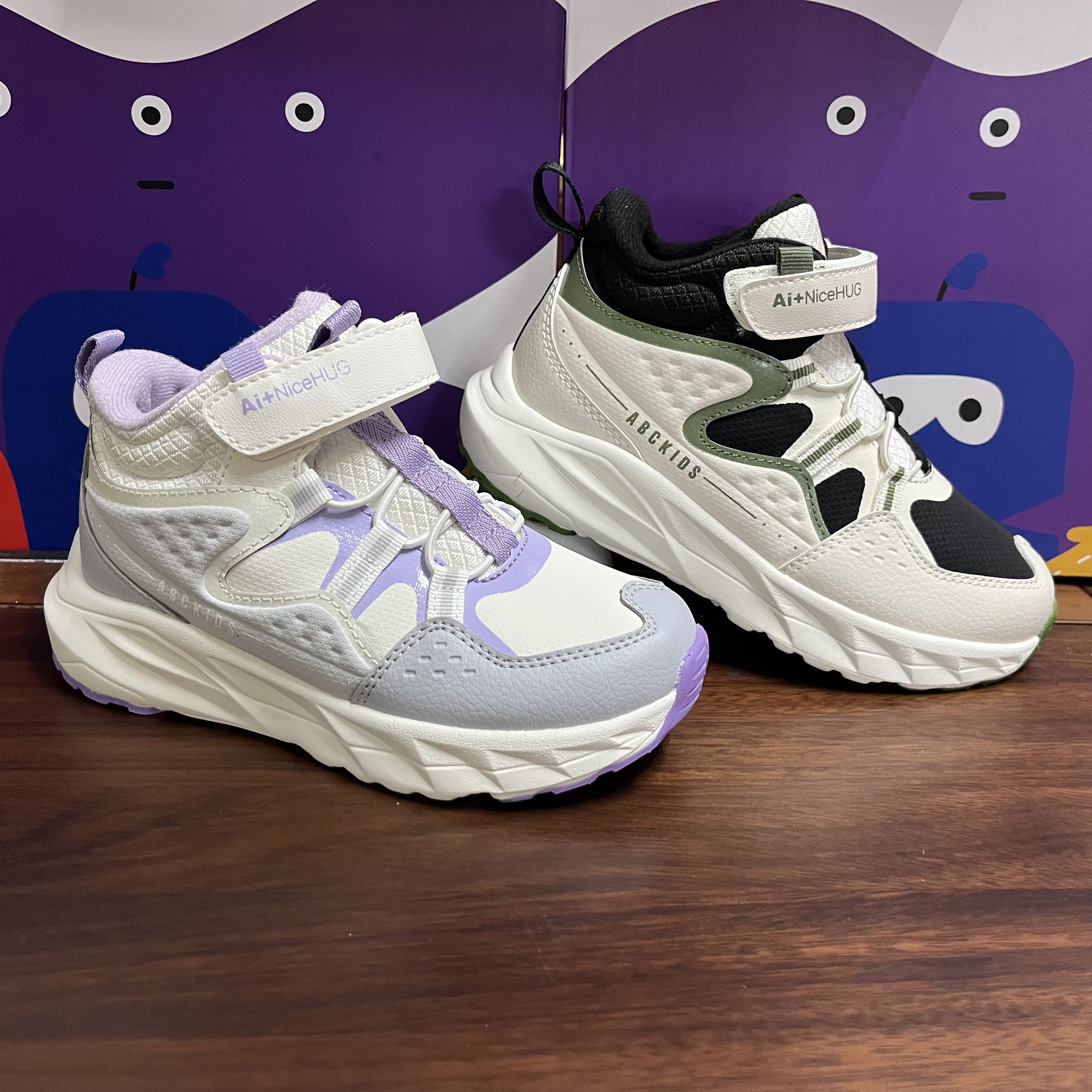 秋冬新款AB C童鞋防水皮面男女童高帮二棉鞋磨毛儿童运动鞋防滑底