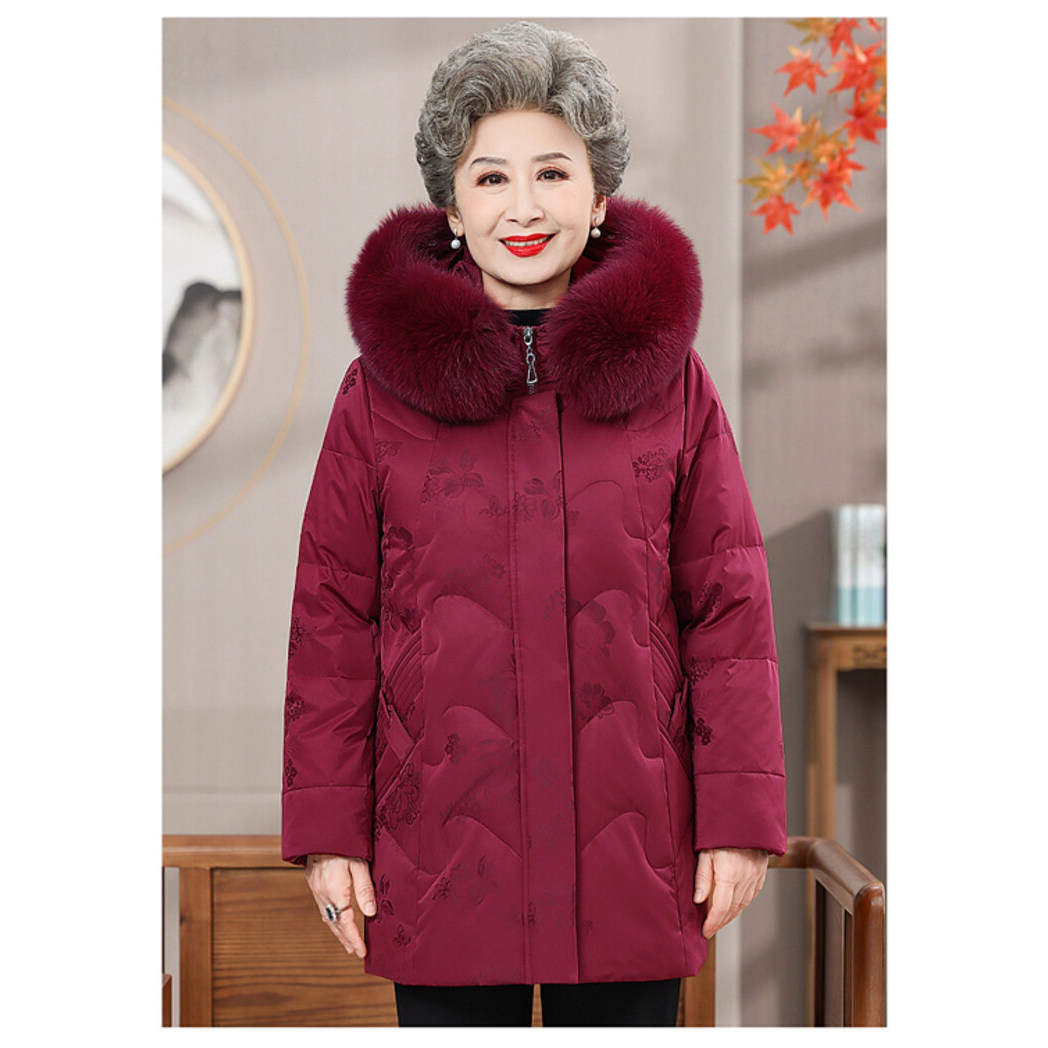 2025新款妈妈羽绒服秋冬白鸭绒外套中加厚妈妈装老年冬装保暖衣服