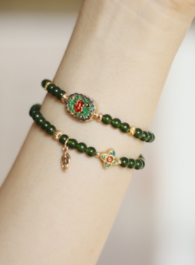 天然玉髓景泰蓝珐琅彩复古闺蜜款