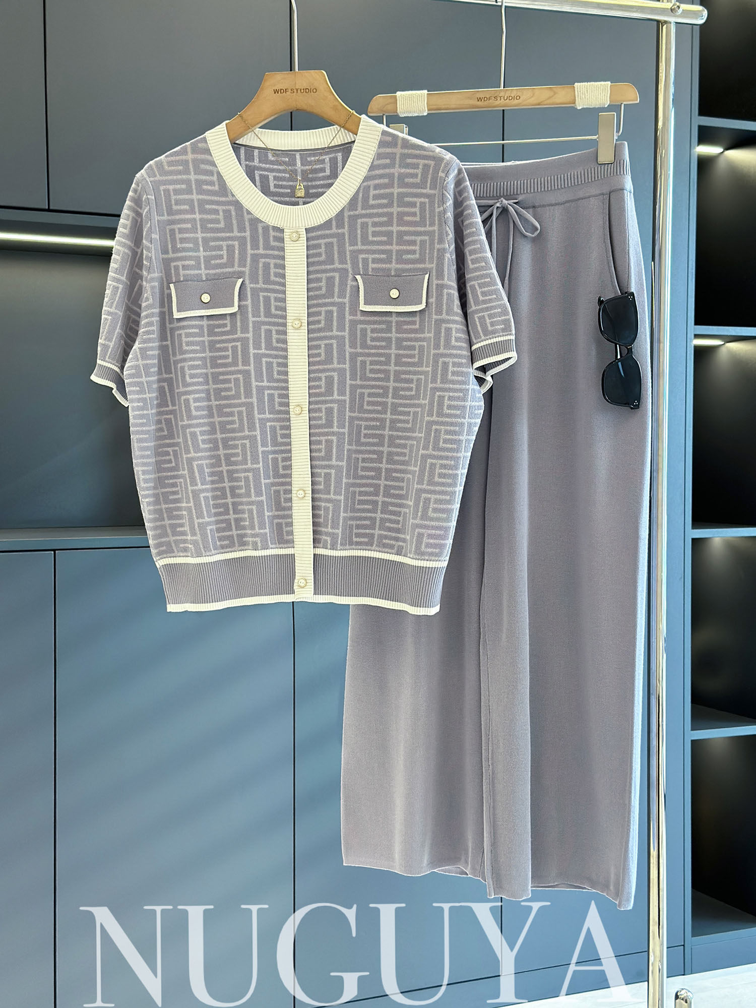 时尚气质冰丝套装女妈妈装夏装新款时髦休闲中老年阔腿裤两件套