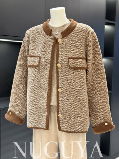 上衣气质中老年呢子大衣短款 毛呢外套女春秋新款 妈妈装 小香风时尚