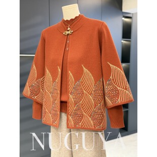 中老年针织衫女两件套奶奶装冬装新款时尚婆婆装大码妈妈毛衣套装