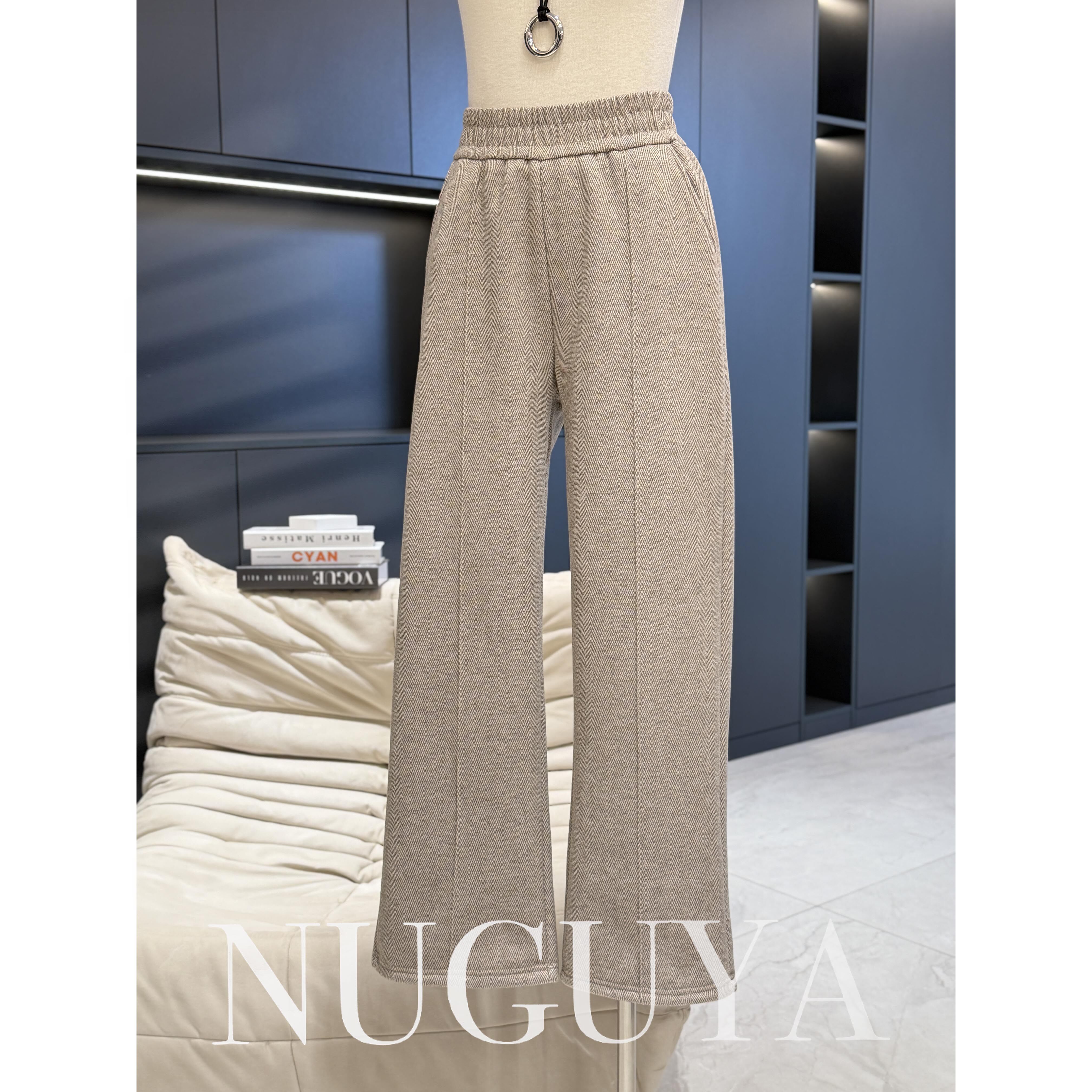 时尚妈妈装松紧腰加绒加厚裤子冬装新款显瘦休闲裤子中老年直筒裤