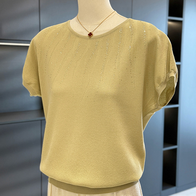 时尚洋气妈妈装针织衫女短袖2025夏装新款上衣气质百搭中老年T恤