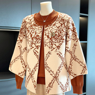 中老年婆婆针织衫女套装2025年春秋新款妈妈装休闲奶奶毛衣两件套