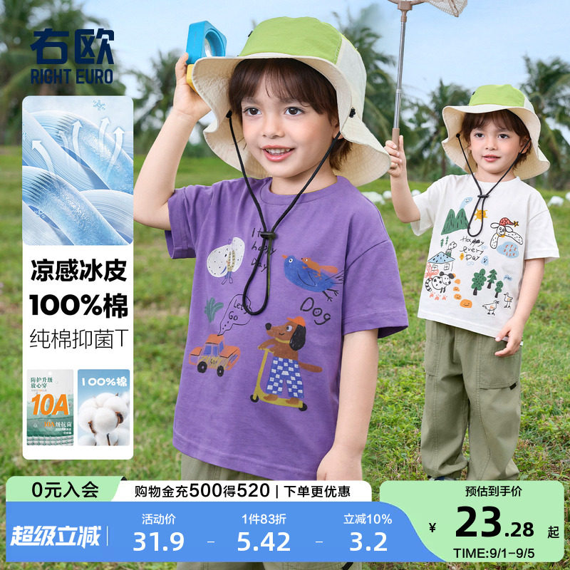 右欧男女童纯棉短袖T恤卡通动漫图片