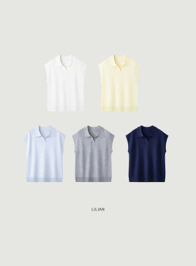 莉莉LIlian 【夏日冰丝】夏日清爽气质冰丝小飞袖POLO领针织衫