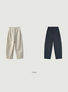 莉莉LIlian 【通勤绅裤】简约立裁茧型休闲裤设计侧缝前移九分裤