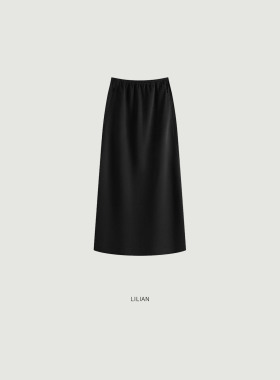 莉莉LIlian 【瘦瘦裙】简约时髦休闲半身裙26春桑蚕丝羊毛中长裙