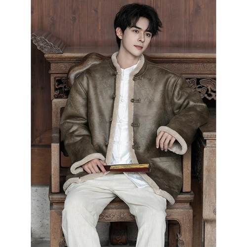 中式休闲加绒新棉衣夹克中国复古唐装宽松保暖新款外套风冬季男装