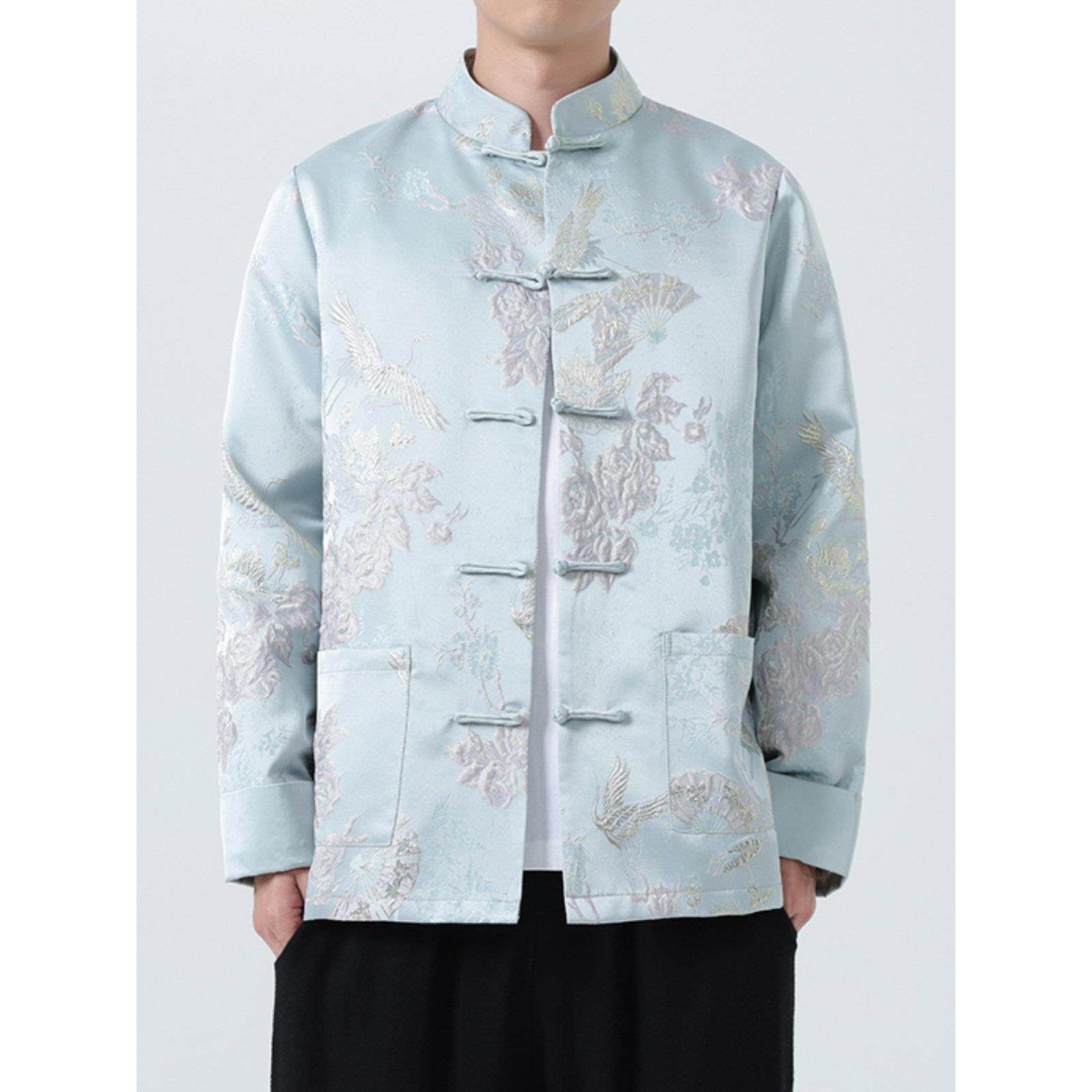 复古春秋中式外套中山装男装新文艺国潮改良大码夹克汉服禅意唐装