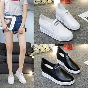 休闲女运动鞋 女内增高厚底百搭一脚蹬懒人坡跟单鞋 小白鞋 春夏新款