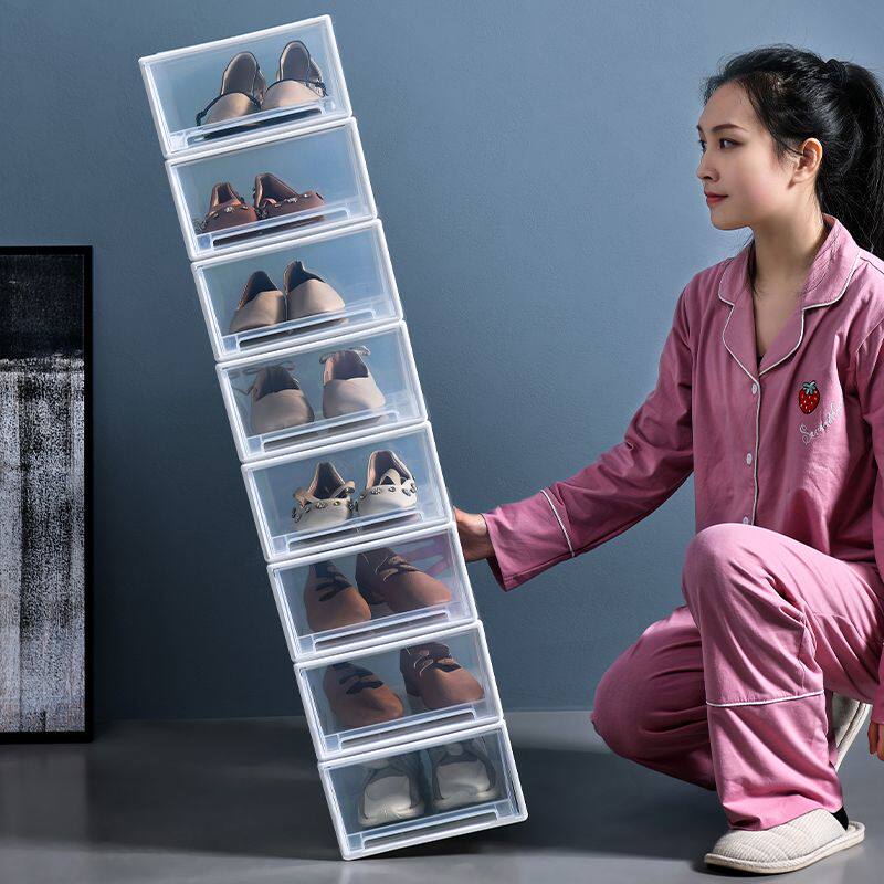非凡家品抽屉式鞋盒鞋子收纳耐用免安装鞋盒鞋盒透明加厚家用鞋箱