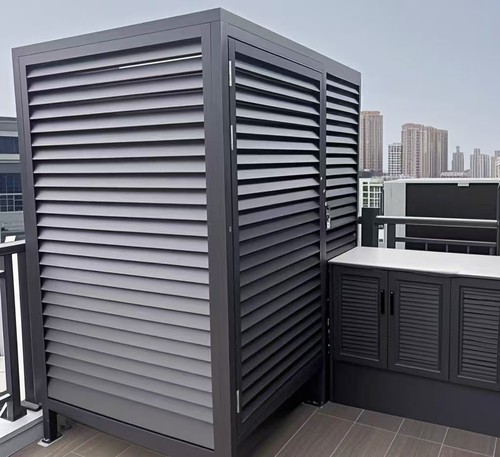 工厂定制铝合金百叶窗空调外机防雨保护罩设备房格栅护栏工具房