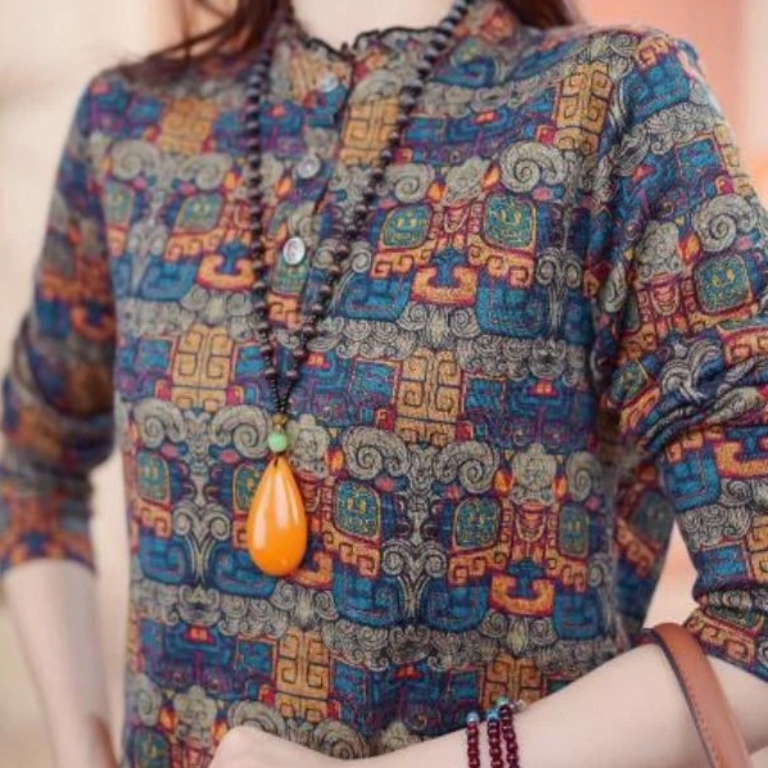 2024秋冬新款气质立领小衫套头衬衫中年妈妈长袖上衣保暖打底衫潮