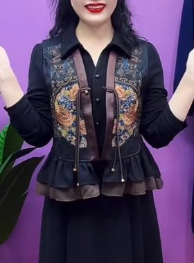 时尚洋气复古减龄马甲外套女